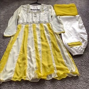 Yellow and White Shalwar Kameez